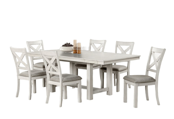 English Elm Contemporary 7-Piece Dining Set With Extendable White Oak Table & Cushioned Cross-Back Chairs B2741S00144