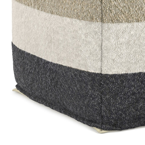 English Elm Claudette Woven Square Pouf Boho Global Pattern Footrest Accent for Living Rooms B136P427587