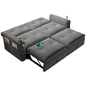 English Elm W3820s00010 Corduroy Sleeper Sofa Pull Out Guest Bed for Studio Apartments and Small Spaces Grey W3820S00032