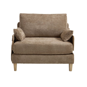 English Elm Foldable sofa bed recliner with three pillows, 3-in-1 convertible sleeper for small spaces, mid-century modern comfort Light Brown W395P290557