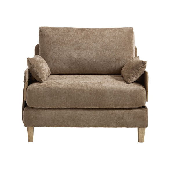 English Elm Foldable sofa bed recliner with three pillows, 3-in-1 convertible sleeper for small spaces, mid-century modern comfort Light Brown W395P290557