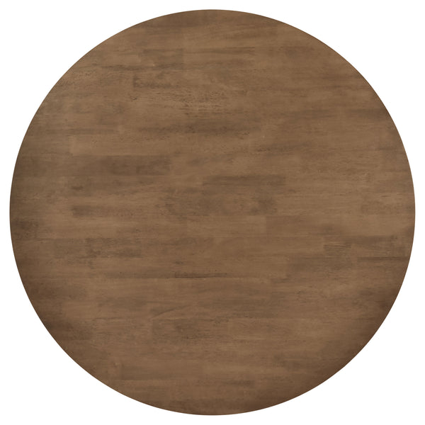 English Elm Guinea Round Walnut Dining Table with Intersecting Base, Convex Edge—Warm Solid Wood Charm B062P354063