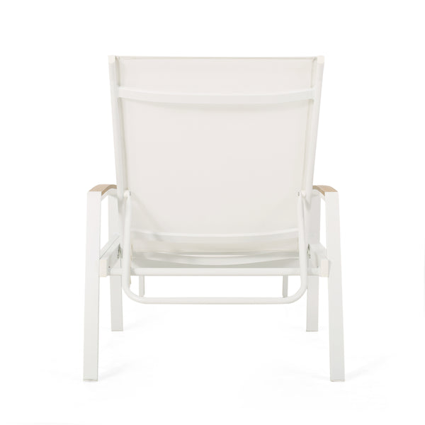 English Elm Christopher Knight Home® - OXTON Chaise Lounge with Breathable Nylon Mesh, Ergonomic Recline and Sleek Low-Profile Design for Comfort White 62753.00WWHIMP2