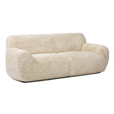 English Elm Summit 83" Faux Sheepskin Overstuffed Sofa, Cream Beige Faux Fur