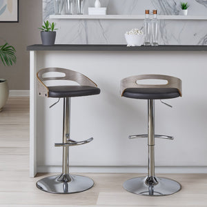 English Elm Adjustable Swivel Barstools with Chrome Base Faux Leather Seats for Kitchen Set of 2 B202S02165