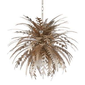 Abyssinia Chandelier - Nature-Inspired Wrought Iron Design with Adjustable Height & Silver Leaf Finish