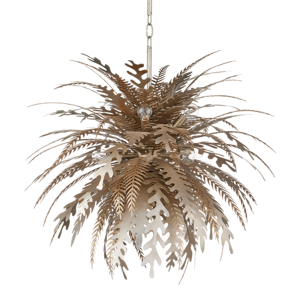Abyssinia Chandelier - Nature-Inspired Wrought Iron Design with Adjustable Height & Silver Leaf Finish