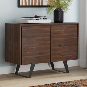 English Elm Lowry Solid Acacia Wood Sideboard with Industrial Legs and Concealed Storage Doors B136P439009