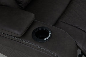 English Elm Wendell Power Reclining Microfiber Loveseat with Led Lighting and Wireless Charging Console B2726P435901