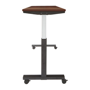 OSP Home Furnishings Adj Height Worktable with Pneumatic Lift Steel Frame and Locking Casters for Office Mah Top/Blk PHAT2472M3