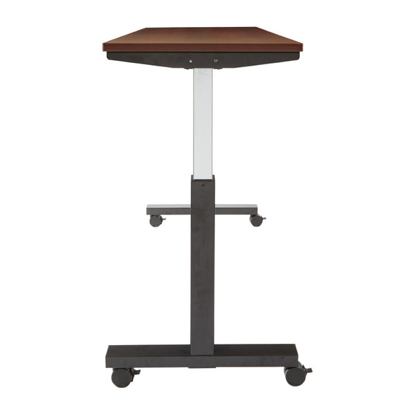 OSP Home Furnishings Adj Height Worktable with Pneumatic Lift Steel Frame and Locking Casters for Office Mah Top/Blk PHAT2472M3