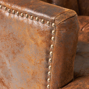 English Elm Christopher Knight Home® - HARRISON Tufted Club Chair with Diamond-Stitched Back, Nailhead Trim and Turned Birch Legs for Comfort and Style Brown 53444.00MF