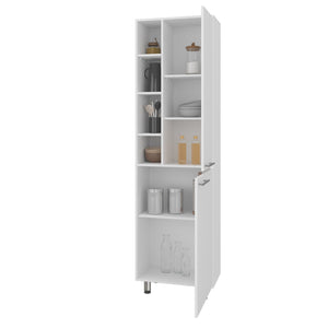 English Elm Kitchen Tall Pantry 80.3" H White Engineered Wood, 9 Shelves, 2 Drawers, Slim Freestanding Storage B097P395877