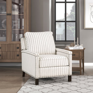 English Elm Traditional Elegant Push-Back Recliner Chair with Textured Stripe Fabric, Nailhead Trim, Solid Wood Legs, Durable Upholstery B011P277894