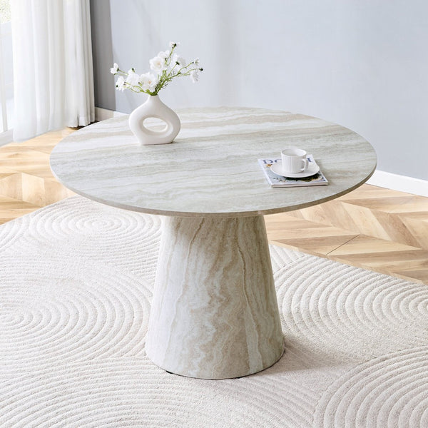 English Elm Only Round Mdf Dining Tabletop Light Wood Grain Finish Casual Family Meals W1151P388761