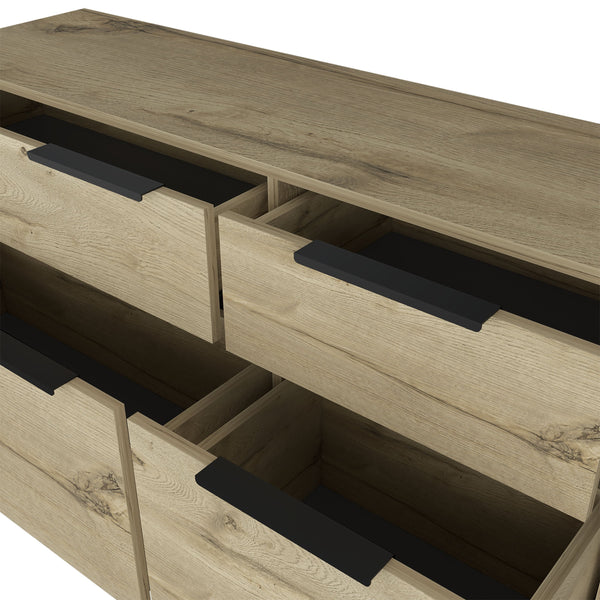 English Elm Augusta Mid-Century Double Dresser with Superior Top & Hairpin Legs, 4 Drawers Light Oak, Stylish Storage B200S00380