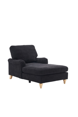 English Elm Modern Mid-Century Oversized Chaise Lounger Sofa Bed with Solid Wood Legs, Deep Seat Comfort Sleeper Black W2363S00068