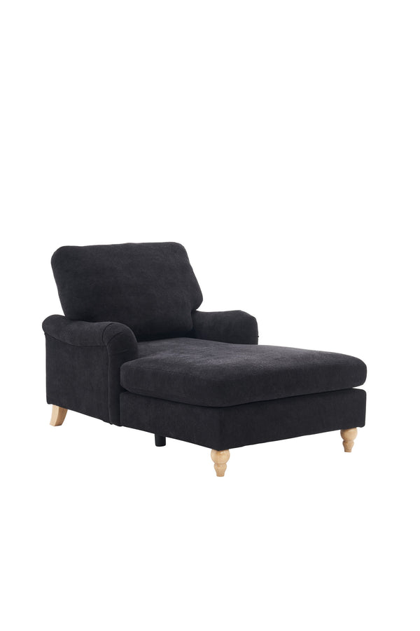 English Elm Modern Mid-Century Oversized Chaise Lounger Sofa Bed with Solid Wood Legs, Deep Seat Comfort Sleeper Black W2363S00068