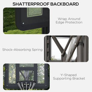English Elm Soozier Adjustable Portable Basketball Goal with Shatterproof Backboard and Wheeled Base W2225P200903