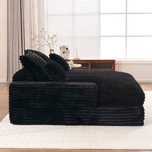 English Elm 028dr-oversized Corduroy Chaise Lounge Sleeper Chair Xxl Seat for Studio Living Black W527S00007