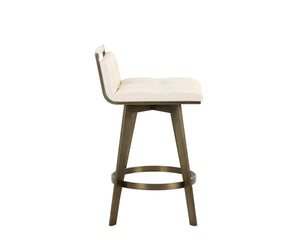 Sunpan Arizona Swivel Barstool - Stylish Art Deco Design with Antique Brass Finish and 360-Degree Comfort Castillo Cream
