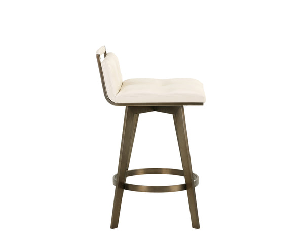 Sunpan Arizona Swivel Barstool - Stylish Art Deco Design with Antique Brass Finish and 360-Degree Comfort Castillo Cream