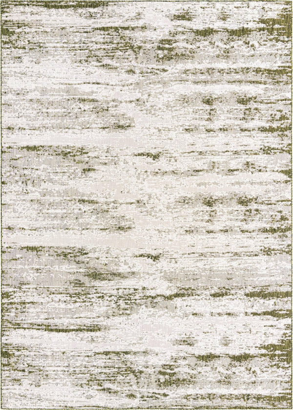 Unique Loom Outdoor Modern Cartago Machine Made Abstract Rug Green, Ivory 10' 0" x 14' 1"