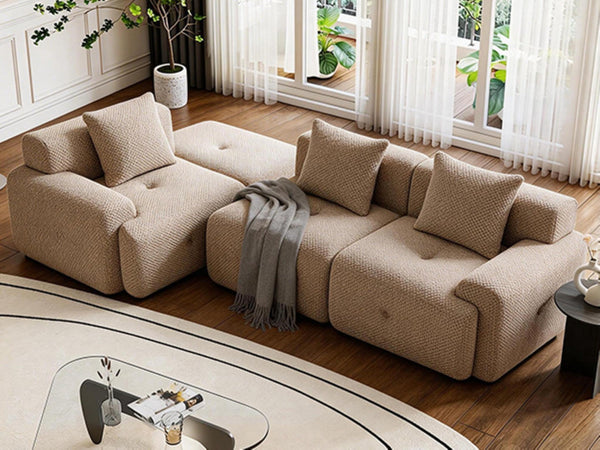English Elm 104-taupe Modular Cloud Sectional Sofa with Ottoman Pineapple Lattice Fabric Lounge W5385P455475