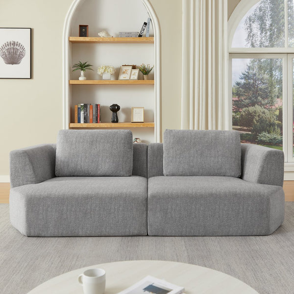 English Elm Oversized Chenille 3-Seater Compressed Sofa — No Assembly, Space-Saving, Soft Pocket-Spring Comfort Grey W2339P352931