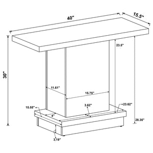 English Elm Fiona Cappuccino Pedestal Console Table — Warm Espresso-Toned Engineered Wood, Geometric Modern Design, Durable Support B062P331093