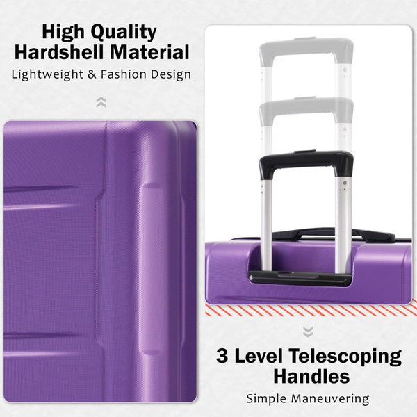 English Elm 2 Piece Abs Hard Shell Spinner Luggage Set with Tsa Lock Expandable Travel Suitcases Purple N732P198744I