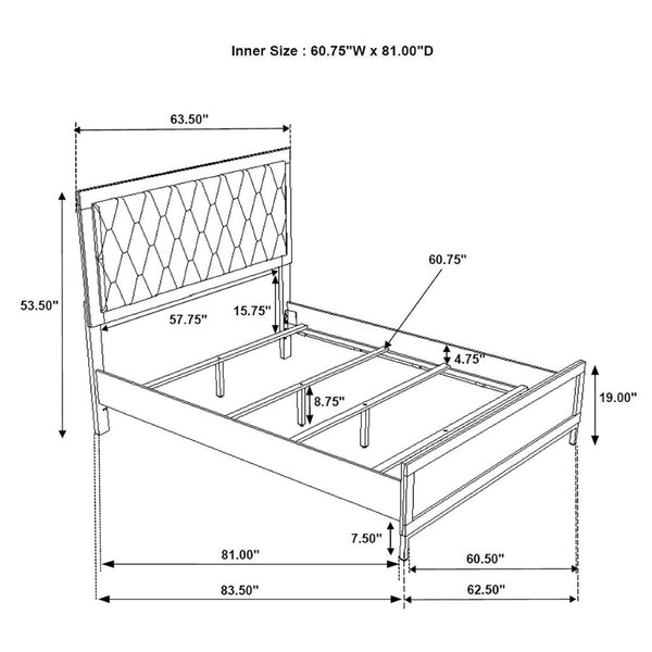 English Elm Taraval Queen Bedroom Set with Diamond Tufted Headboard and Six Drawer Dresser B062S01672
