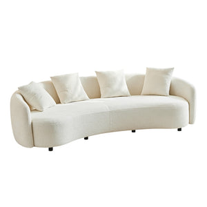 English Elm 101" Half Moon Curved Bouclé Sofa Plush Cloud Seating for Modern Living Rooms W1765P389188