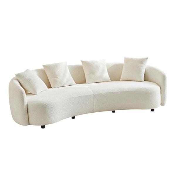 English Elm 101" Half Moon Curved Bouclé Sofa Plush Cloud Seating for Modern Living Rooms W1765P389188