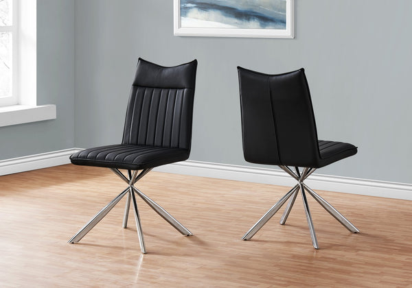 English Elm Dining Chair Set Of 2 - Modern Armless Side Chairs In Black Faux Leather & Chrome For Dining Rooms B2710P218846