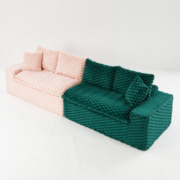 English Elm Luxury Color-Block Turtle Velvet Sofa – Versatile Modular Design For Cozy Living Room Comfort & Style W3371S00049