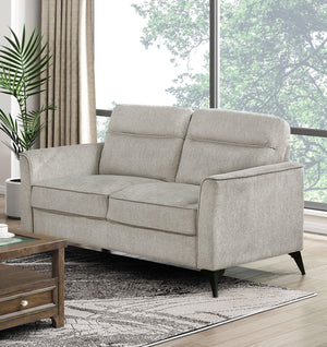 English Elm Modern Contemporary Loveseat with Tan Microfiber Upholstery, Cushioned Two-Seater Sofa with Black Metal Legs, Compact Elegant Design 56.5" x 34.5" x 35.5" Tan 45.5 L x 26 W x 21.5 H B011P339258