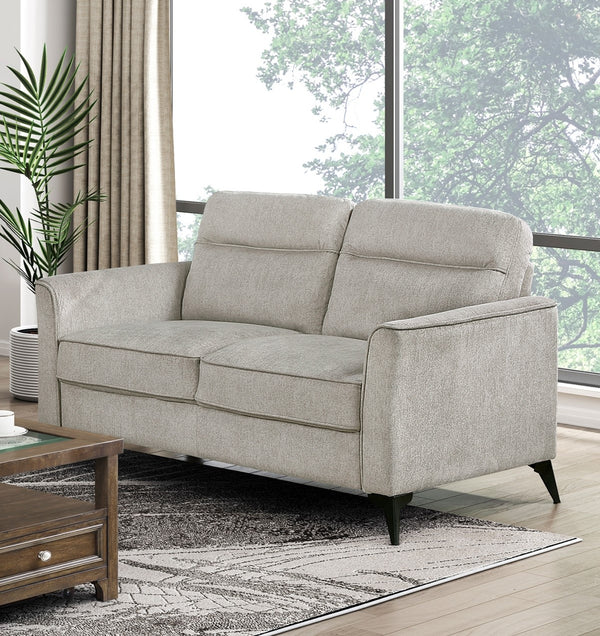 English Elm Modern Contemporary Loveseat with Tan Microfiber Upholstery, Cushioned Two-Seater Sofa with Black Metal Legs, Compact Elegant Design 56.5" x 34.5" x 35.5" Tan 45.5 L x 26 W x 21.5 H B011P339258