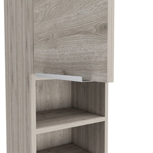 English Elm Milwaukee Smokey Oak Medicine Cabinet with Mirror Door, Two Interior Shelves and Open Bottom Storage Light Gray 36 L x 16 W x 4 H B128P148941