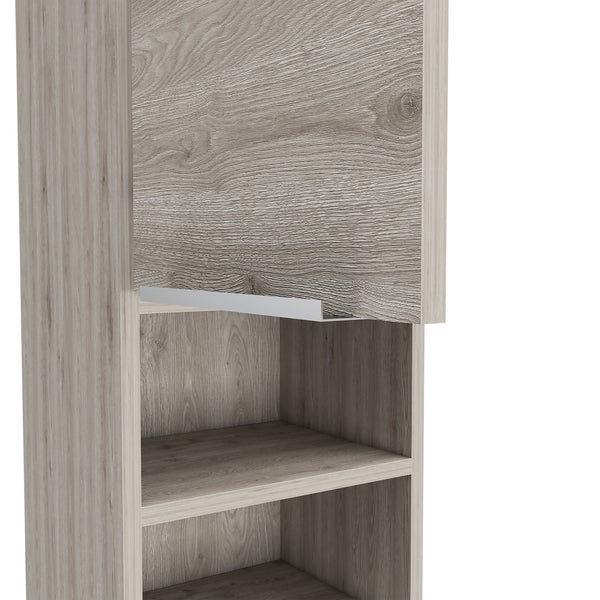 English Elm Milwaukee Smokey Oak Medicine Cabinet with Mirror Door, Two Interior Shelves and Open Bottom Storage Light Gray 36 L x 16 W x 4 H B128P148941
