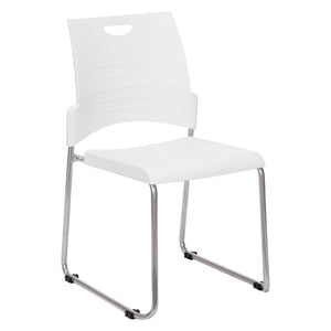OSP Home Furnishings Sled Base Stackable Commercial Chair with Polyurethane Seat for Office or Classroom Use White STC8302C28-11