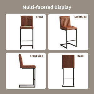 English Elm Faux Leather Counter Stools Set of Two Ergonomic Curved Back Metal Frame Kitchen Seating W5096P400642