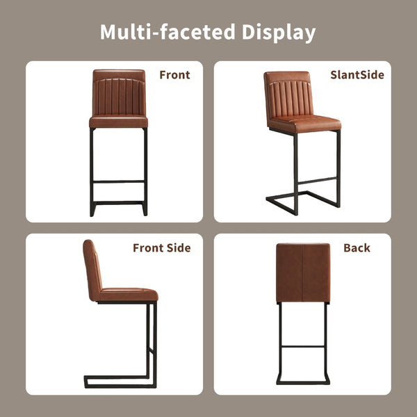 English Elm Faux Leather Counter Stools Set of Two Ergonomic Curved Back Metal Frame Kitchen Seating W5096P400642