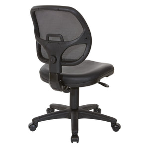 OSP Home Furnishings Mesh Back Ergonomic Task Chair with Vinyl Seat Lumbar Support for Home Office Use EM2910V