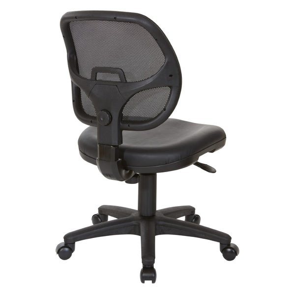 OSP Home Furnishings Mesh Back Ergonomic Task Chair with Vinyl Seat Lumbar Support for Home Office Use EM2910V