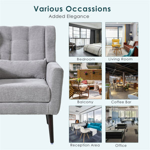English Elm Modern Accent Chair with Ergonomic Chenille Upholstery, Padded Foam Seat and Solid Wood Legs, Stylish Lounge Seating for Living Room Bedroom Reading Nook Grey W1028P162720