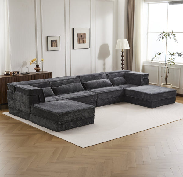 English Elm Compression Modular Sofa Bed - Oversized 4-Seater, No Assembly, Adaptable Designs For Any Space W3723S00041