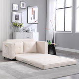 Hearth and Haven {Video Provided}Beige Folding Sofa Bed with Two Storage Pockets, Linen Convertible Foldable Couch Bed, Loveseat Sleeper Sofa, Sofa Bed Couch, Couches For Living Room, Apartment W2325P145175