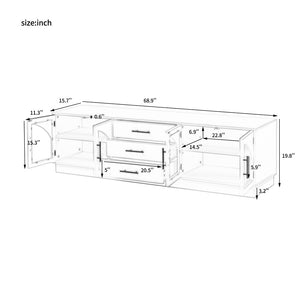 English Elm Vibe 68.9'' Modern Minimalist Tv Stand For 75'' Tvs - Stylish Media Console With Adjustable Storage Solutions N724P284467B-GIGA