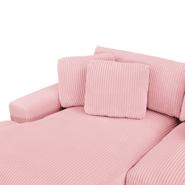 English Elm Large Corduroy Double Chaise Sectional Sofa with Lumbar Support for Spacious Living Rooms Pink B2748S00020